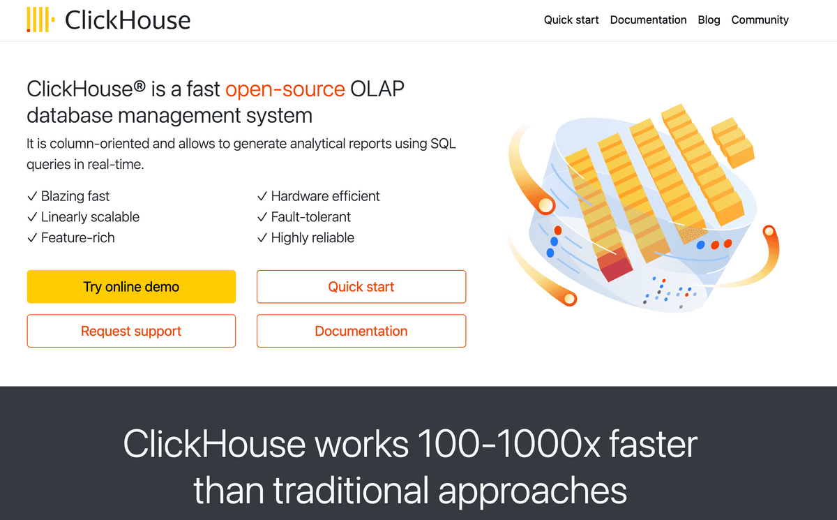 ClickHouse homepage